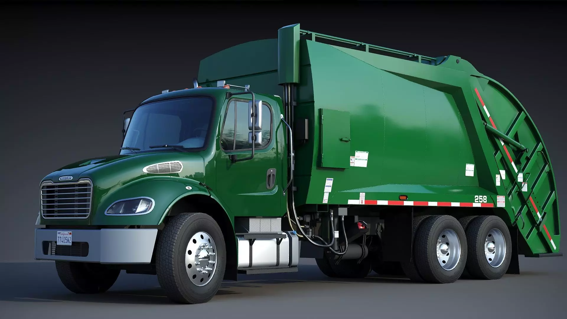 Freightliner M2 106 Garbage truck Low-poly 3D model_4