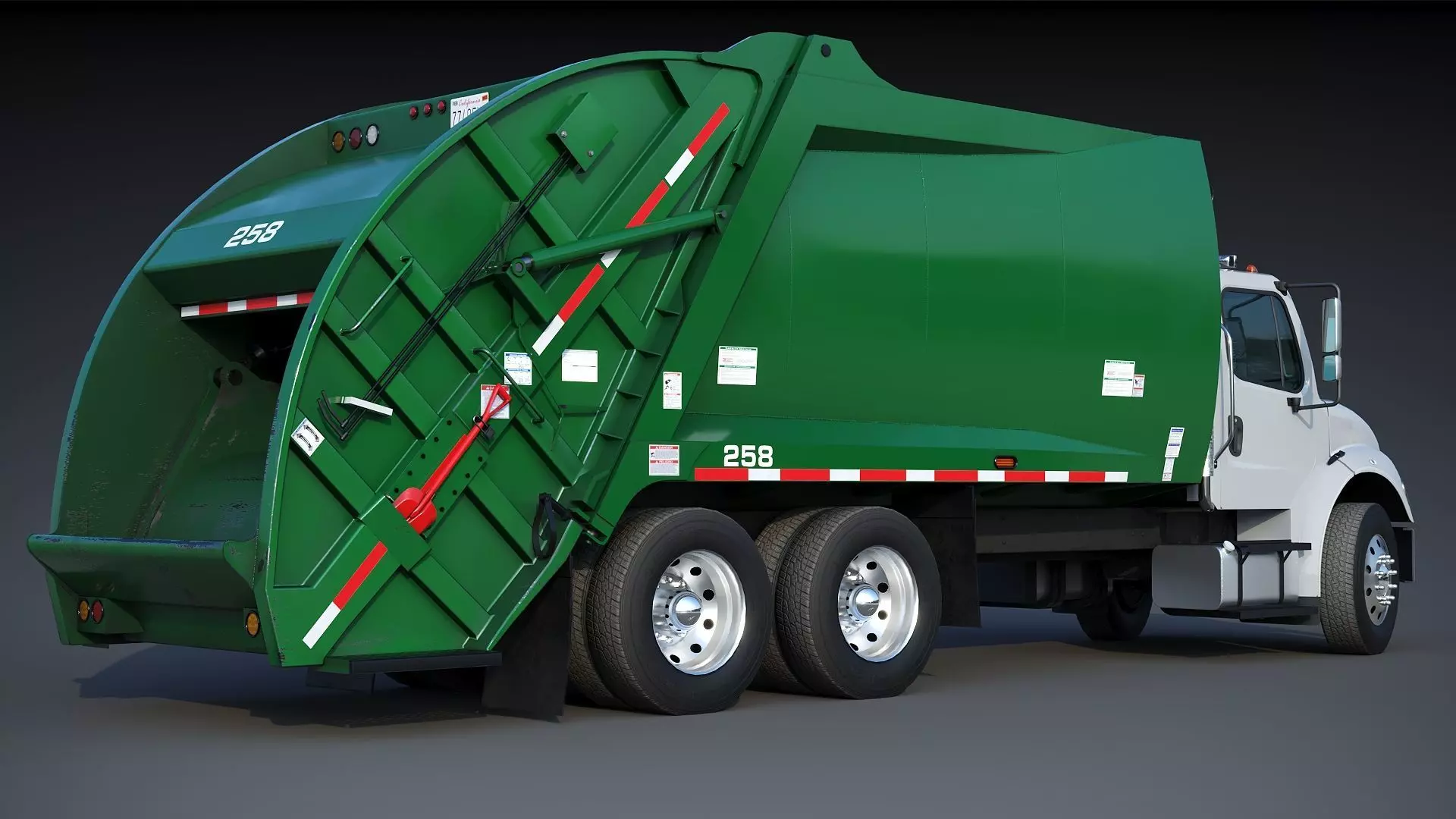 Freightliner M2 106 Garbage truck Low-poly 3D model_11