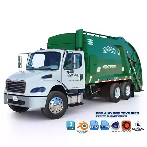 Freightliner M2 106 Garbage truck Low-poly 3D model