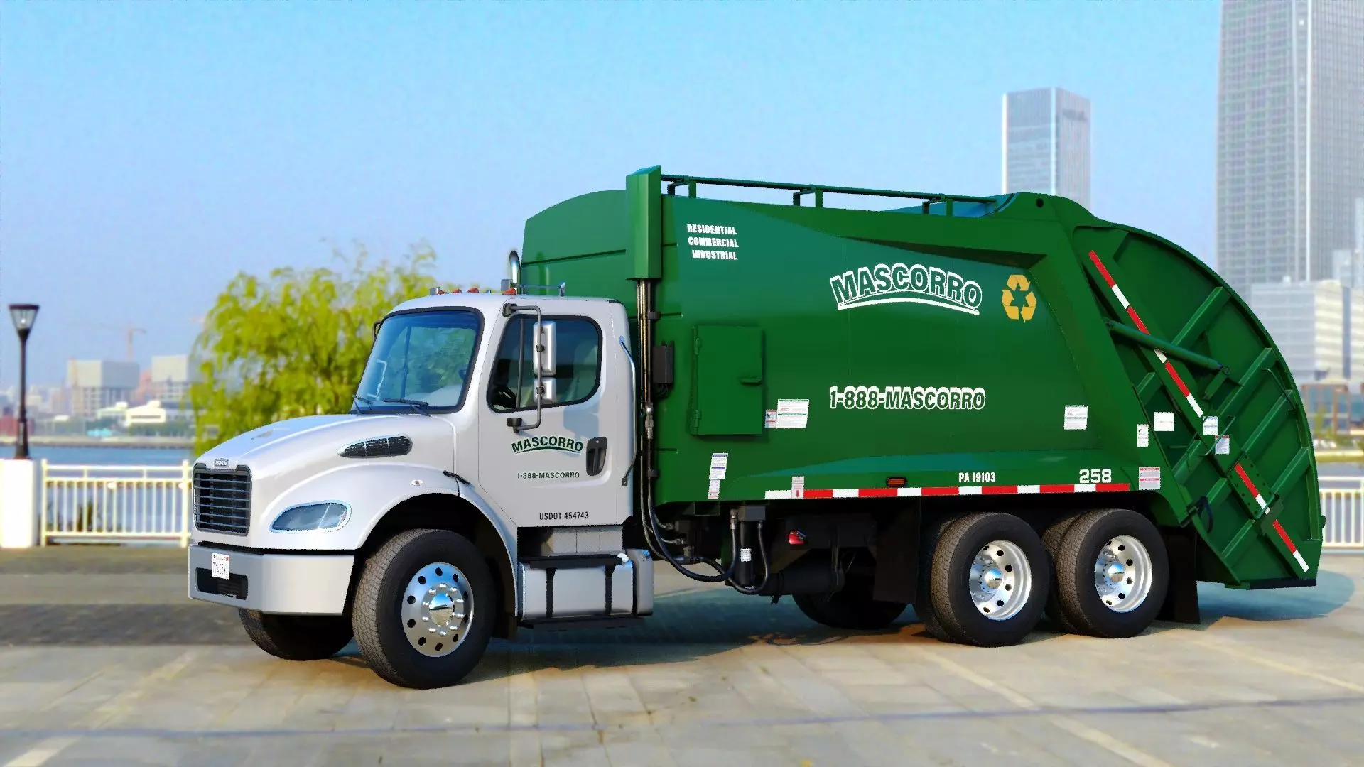 Freightliner M2 106 Garbage truck Low-poly 3D model_29