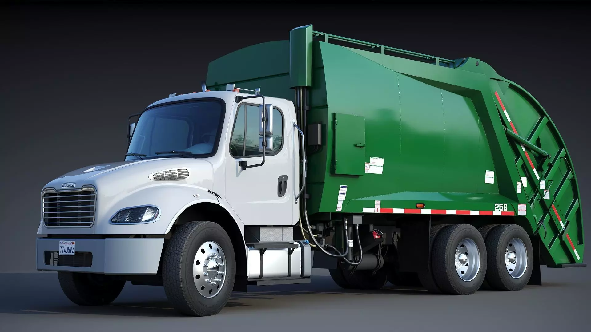 Freightliner M2 106 Garbage truck Low-poly 3D model_2