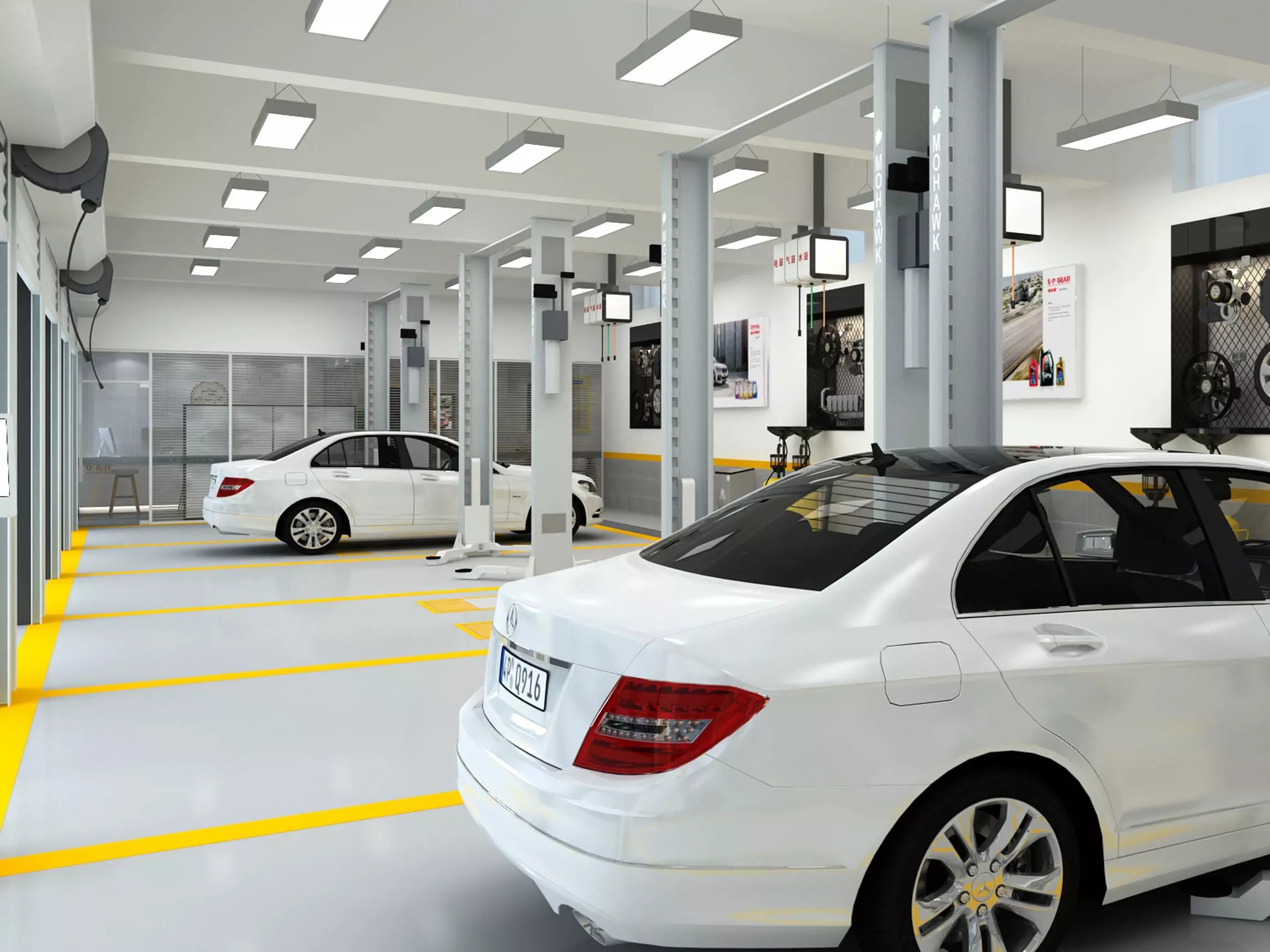 Auto repair shop Low-poly 3D model_3