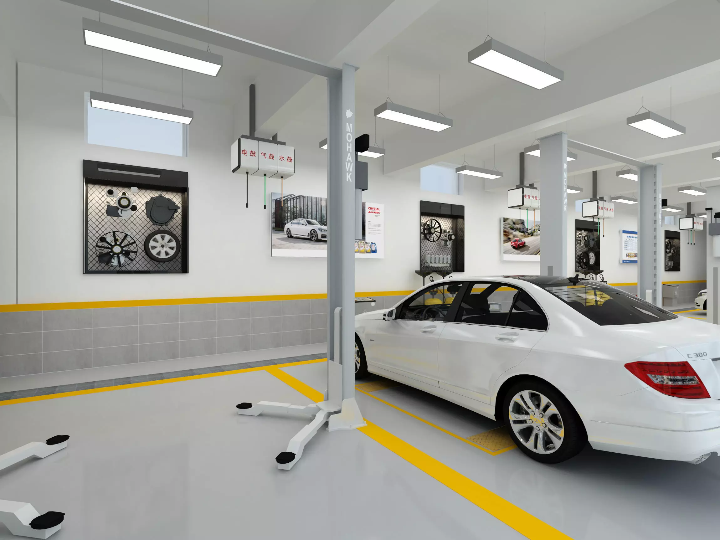 Auto repair shop Low-poly 3D model_2