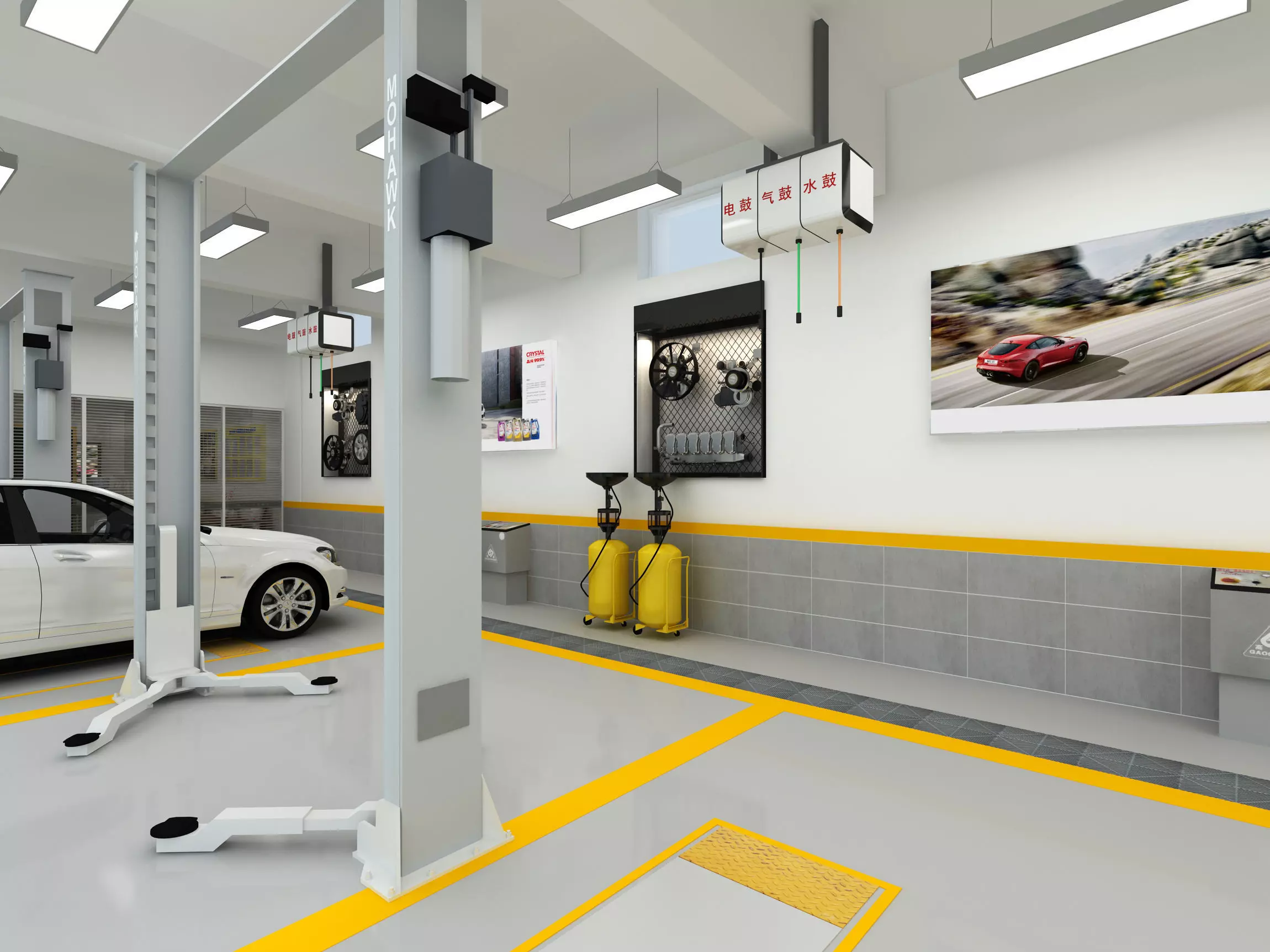 Auto repair shop Low-poly 3D model_1