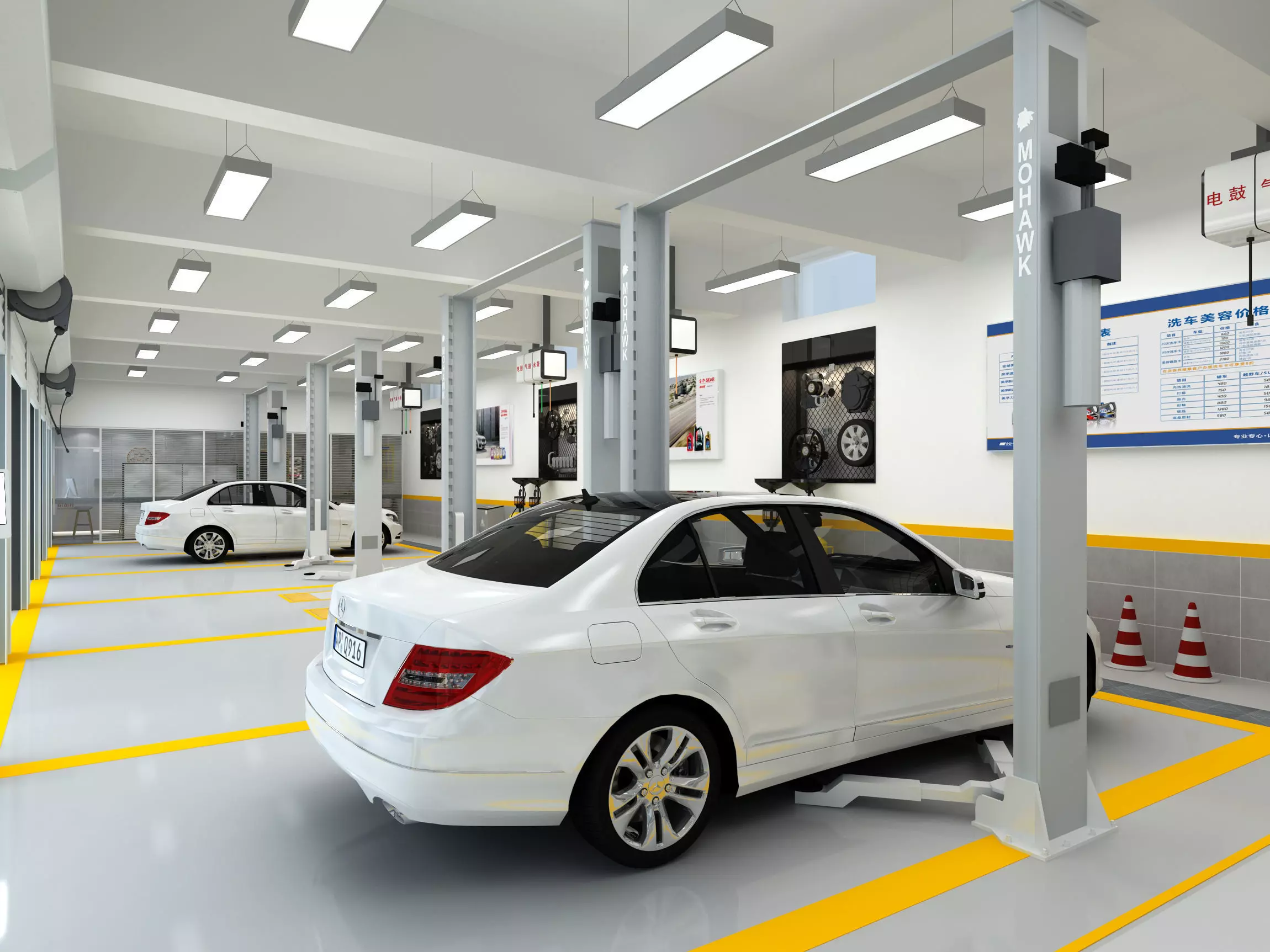 Auto repair shop Low-poly 3D model_0