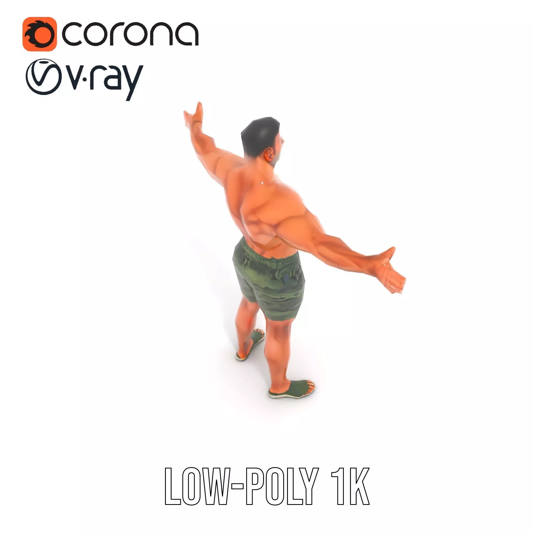 Muscular Male Soldier model pack Low-poly 3D model_8