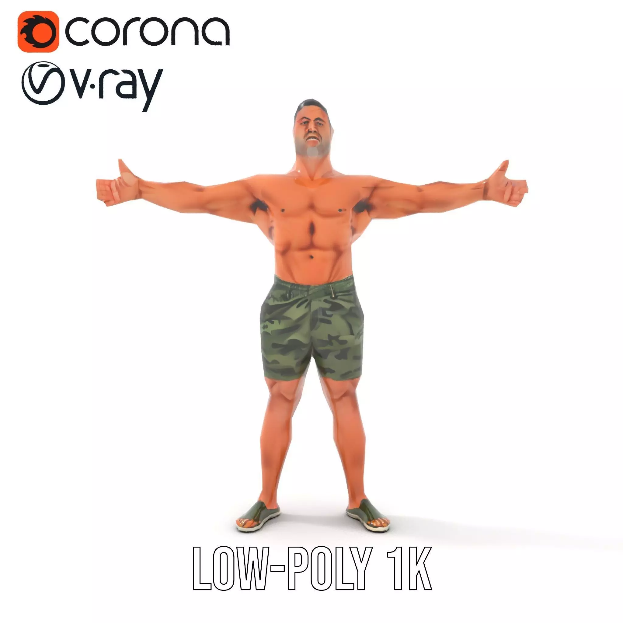 Muscular Male Soldier model pack Low-poly 3D model_24