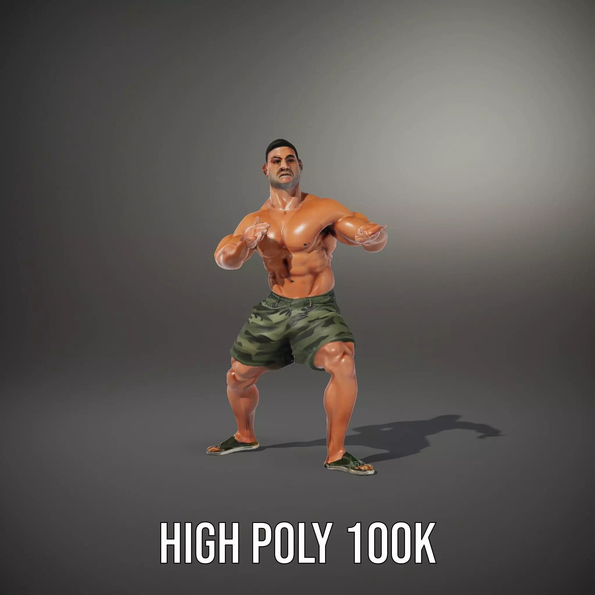 Muscular Male Soldier model pack Low-poly 3D model_9