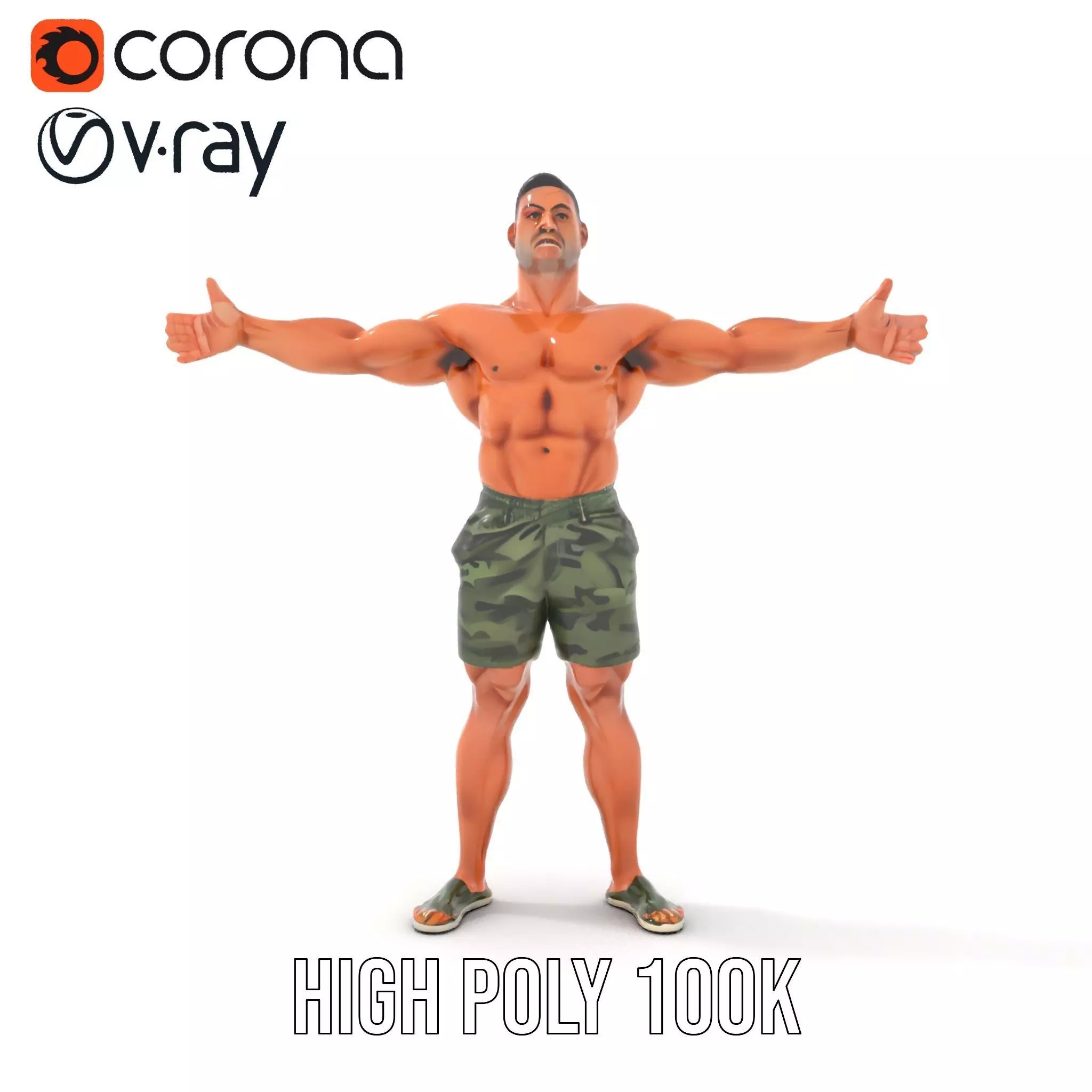 Muscular Male Soldier model pack Low-poly 3D model_22