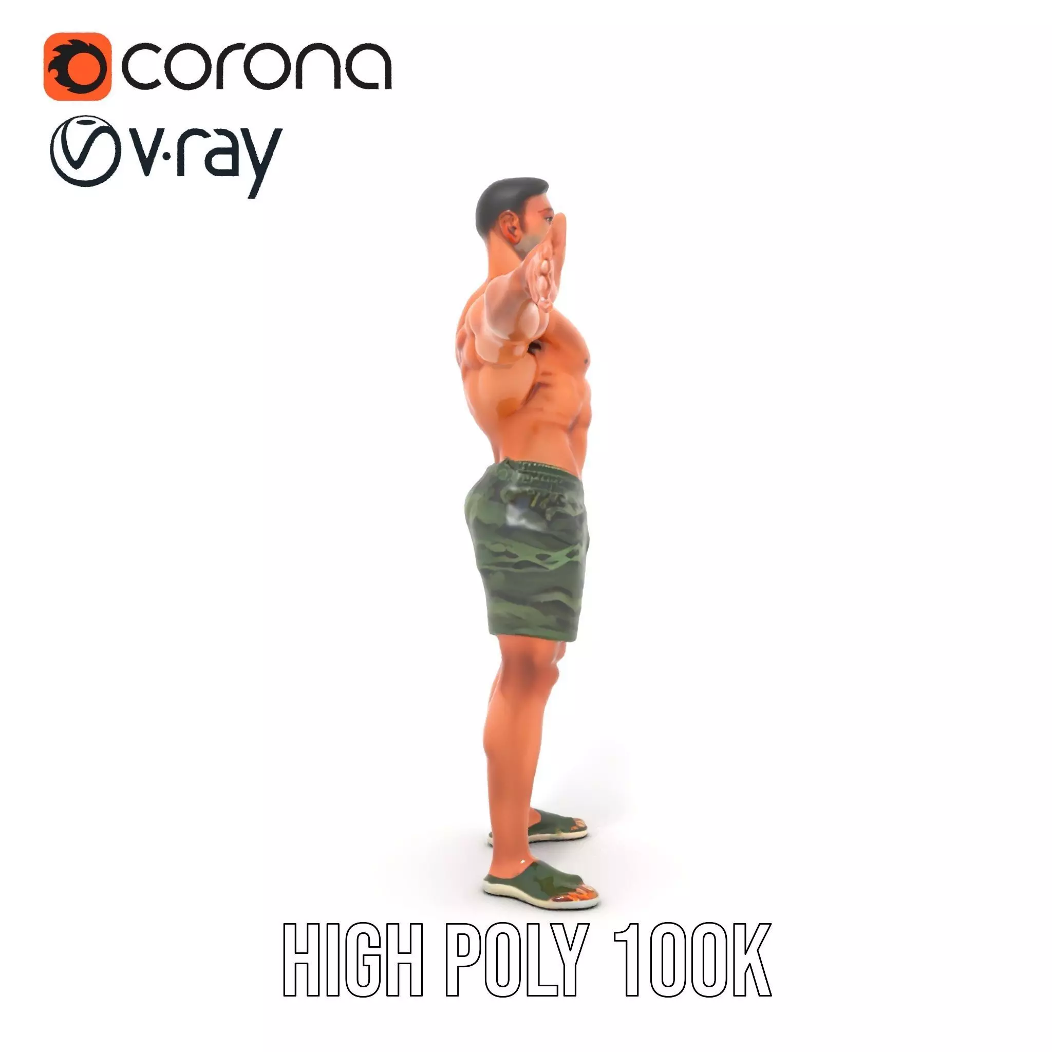 Muscular Male Soldier model pack Low-poly 3D model_25