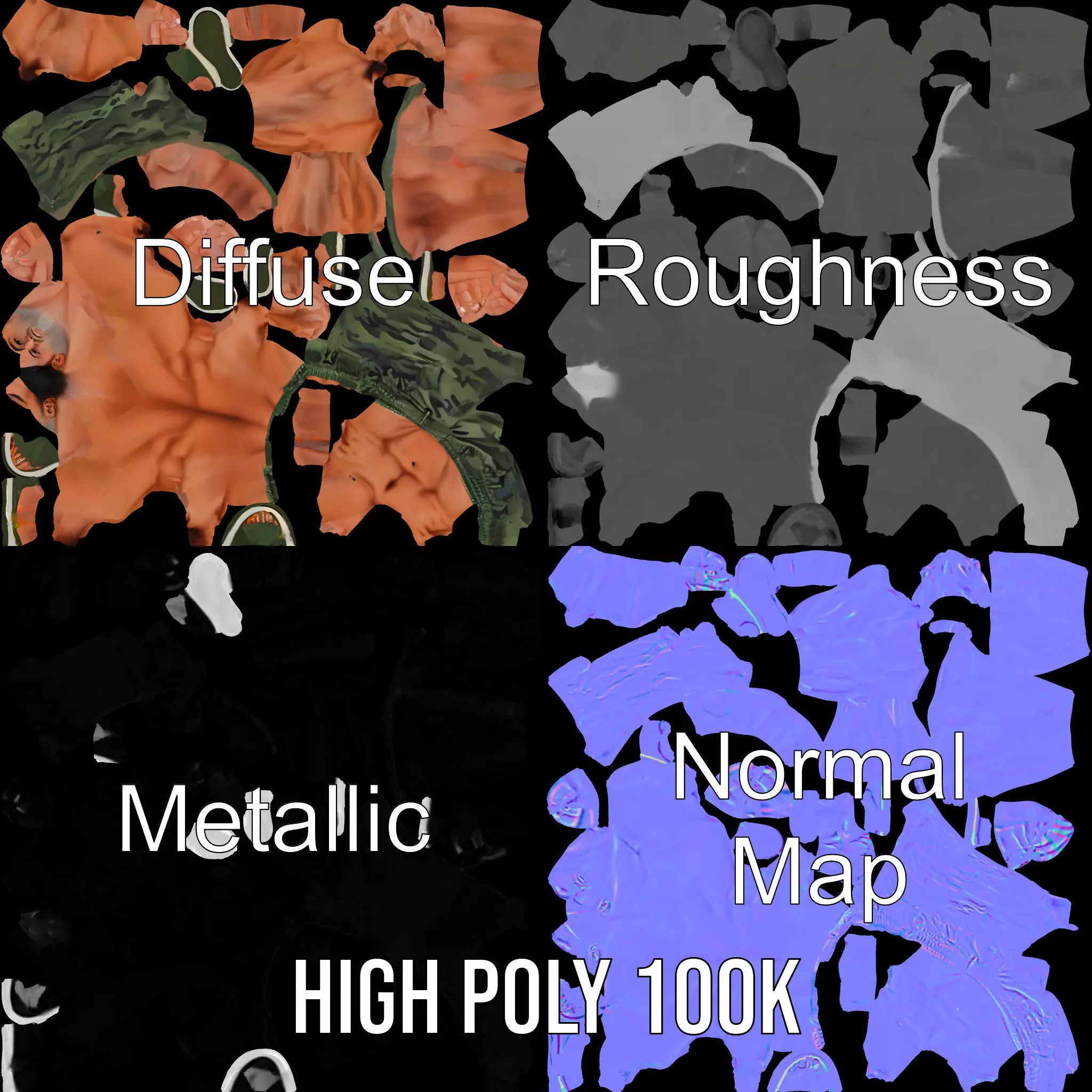 Muscular Male Soldier model pack Low-poly 3D model_4