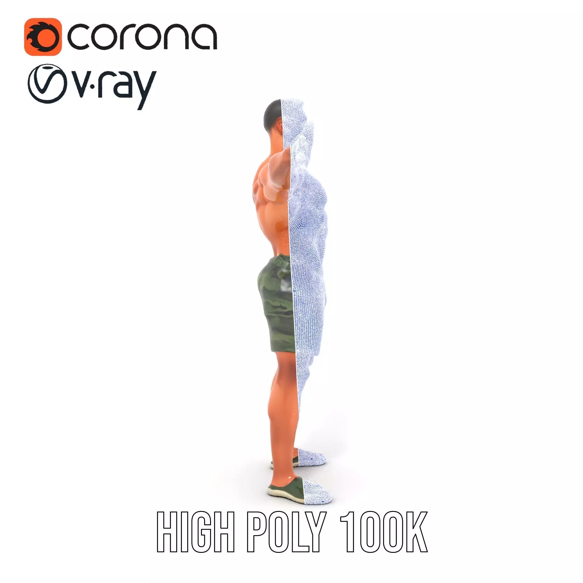 Muscular Male Soldier model pack Low-poly 3D model_34