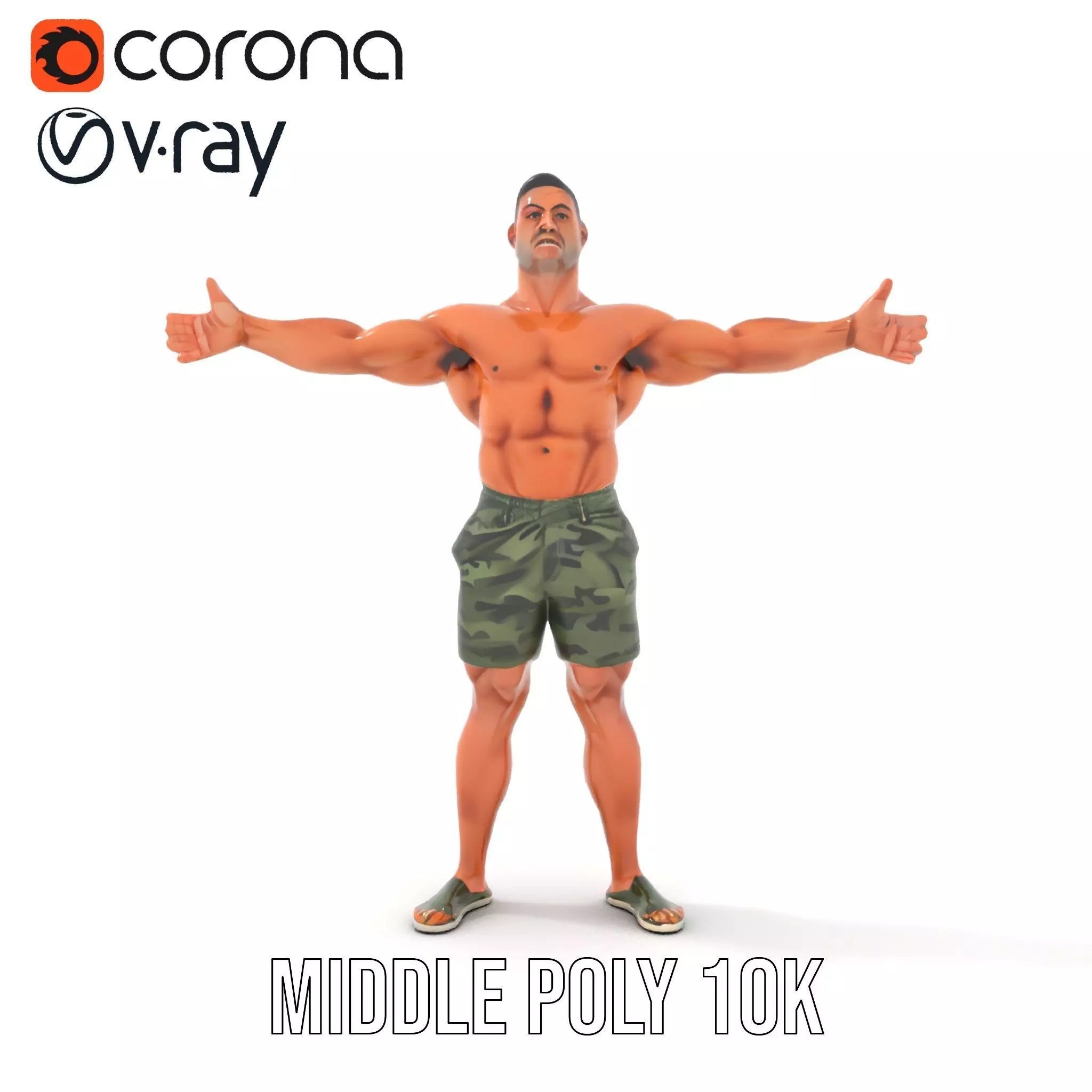 Muscular Male Soldier model pack Low-poly 3D model_23