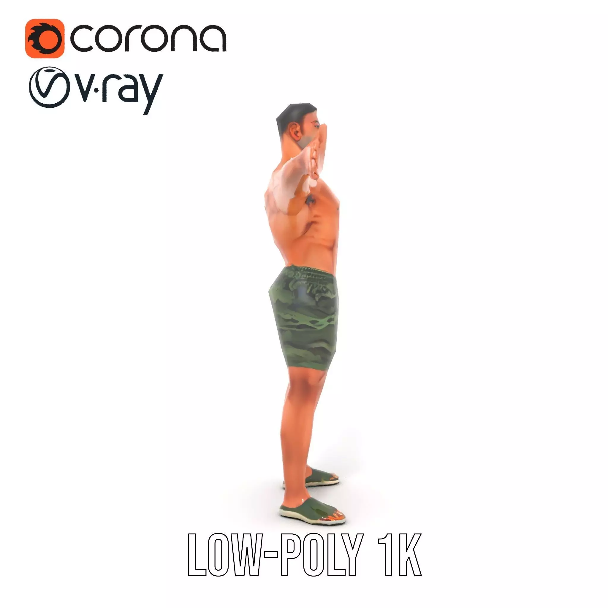 Muscular Male Soldier model pack Low-poly 3D model_13