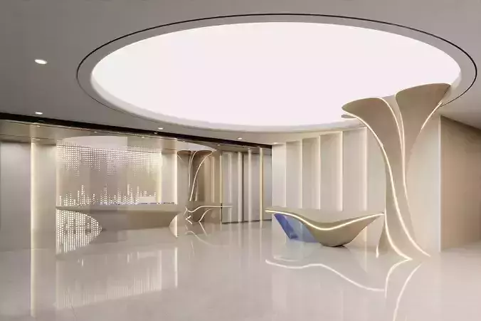 Futuristic Minimalist Reception Lobby