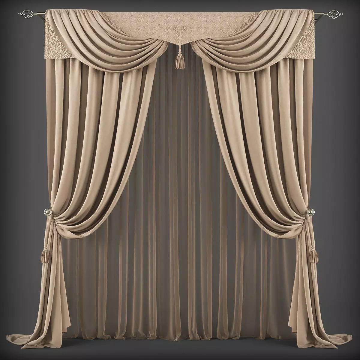 Curtain 3D model 211 Low-poly 3D model_0