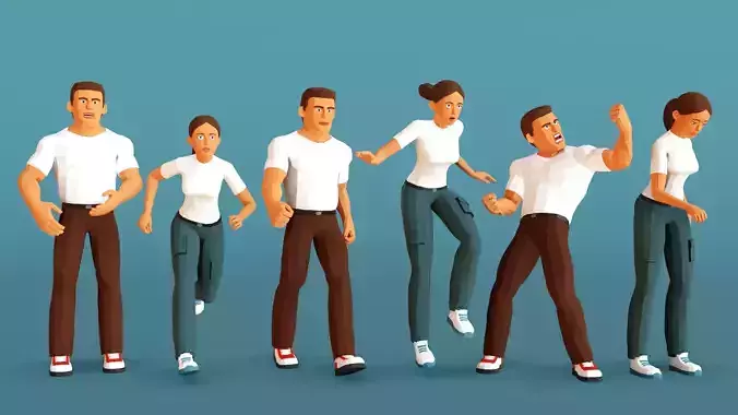 Man and Woman low-poly stylized - Mason and Sophia Low-poly 3D model