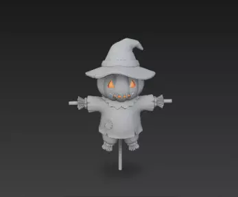 3D Model of Gray Scarecrow Halloween Decoration Horror Character 3D print model_12
