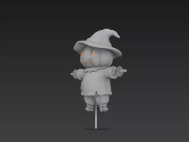 3D Model of Gray Scarecrow Halloween Decoration Horror Character 3D print model_11