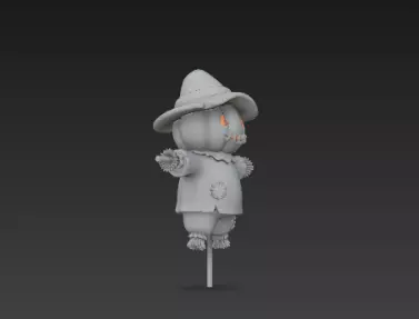 3D Model of Gray Scarecrow Halloween Decoration Horror Character 3D print model_3