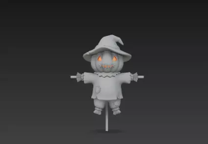 3D Model of Gray Scarecrow Halloween Decoration Horror Character 3D print model_1