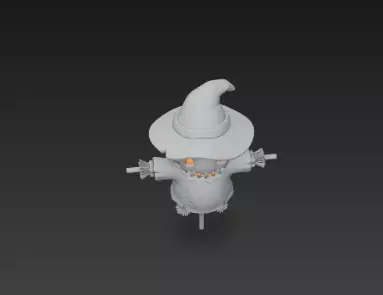 3D Model of Gray Scarecrow Halloween Decoration Horror Character 3D print model_13