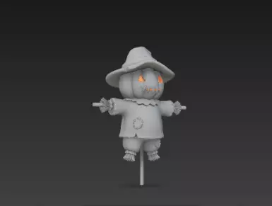 3D Model of Gray Scarecrow Halloween Decoration Horror Character 3D print model_2
