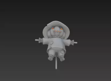 3D Model of Gray Scarecrow Halloween Decoration Horror Character 3D print model_15
