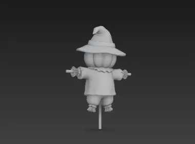 3D Model of Gray Scarecrow Halloween Decoration Horror Character 3D print model_8