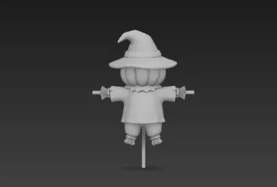 3D Model of Gray Scarecrow Halloween Decoration Horror Character 3D print model_7