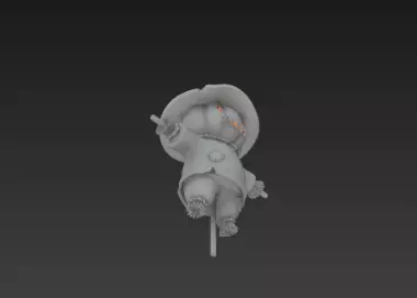 3D Model of Gray Scarecrow Halloween Decoration Horror Character 3D print model_18