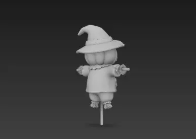 3D Model of Gray Scarecrow Halloween Decoration Horror Character 3D print model_6