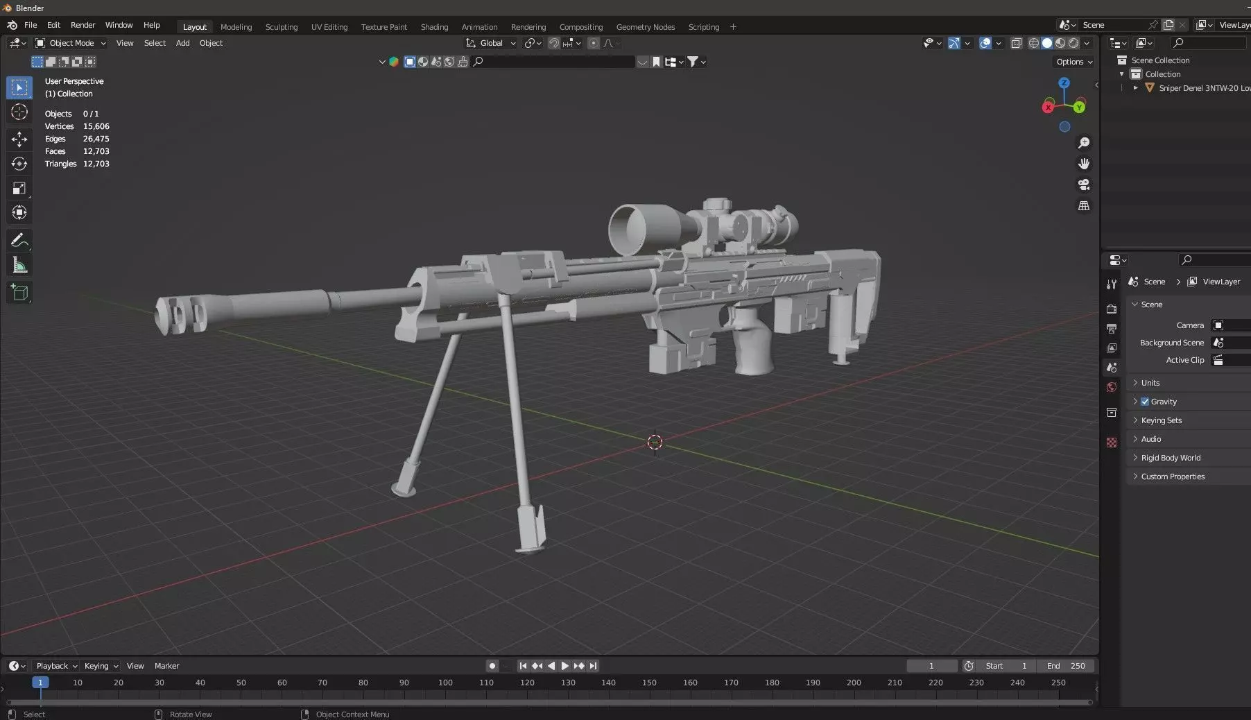 Sniper Denel 3NTW-20 Low-Poly 3D Model Low-poly 3D model_9