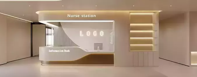 Minimalist Medical Lobby with Nurse Station