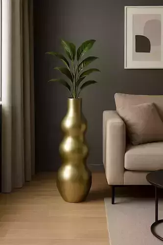 Modern Gold Sculptural Vase 3D Model