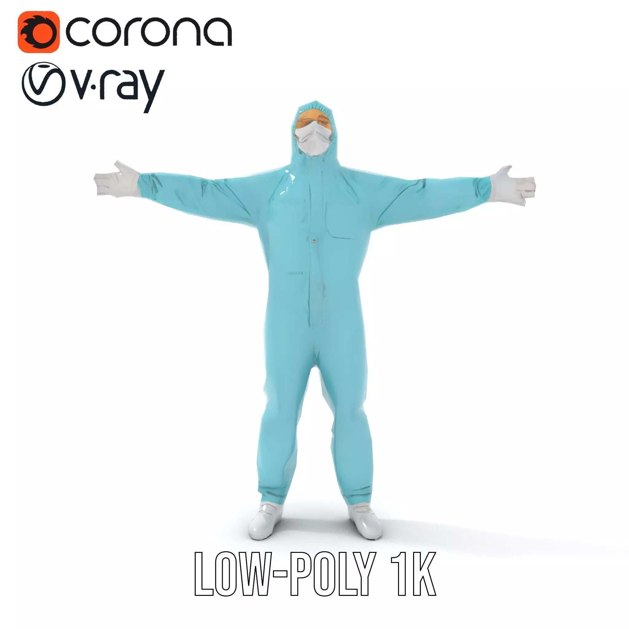 Teal Hazmat Suit model pack Low-poly 3D model_20