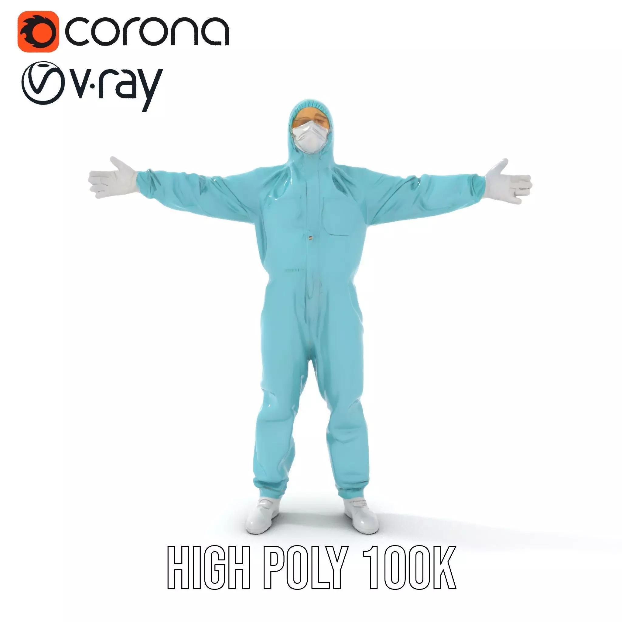 Teal Hazmat Suit model pack Low-poly 3D model_30