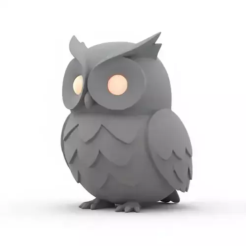 3D Model of Gray Owl Halloween Night Creature Spooky Animal