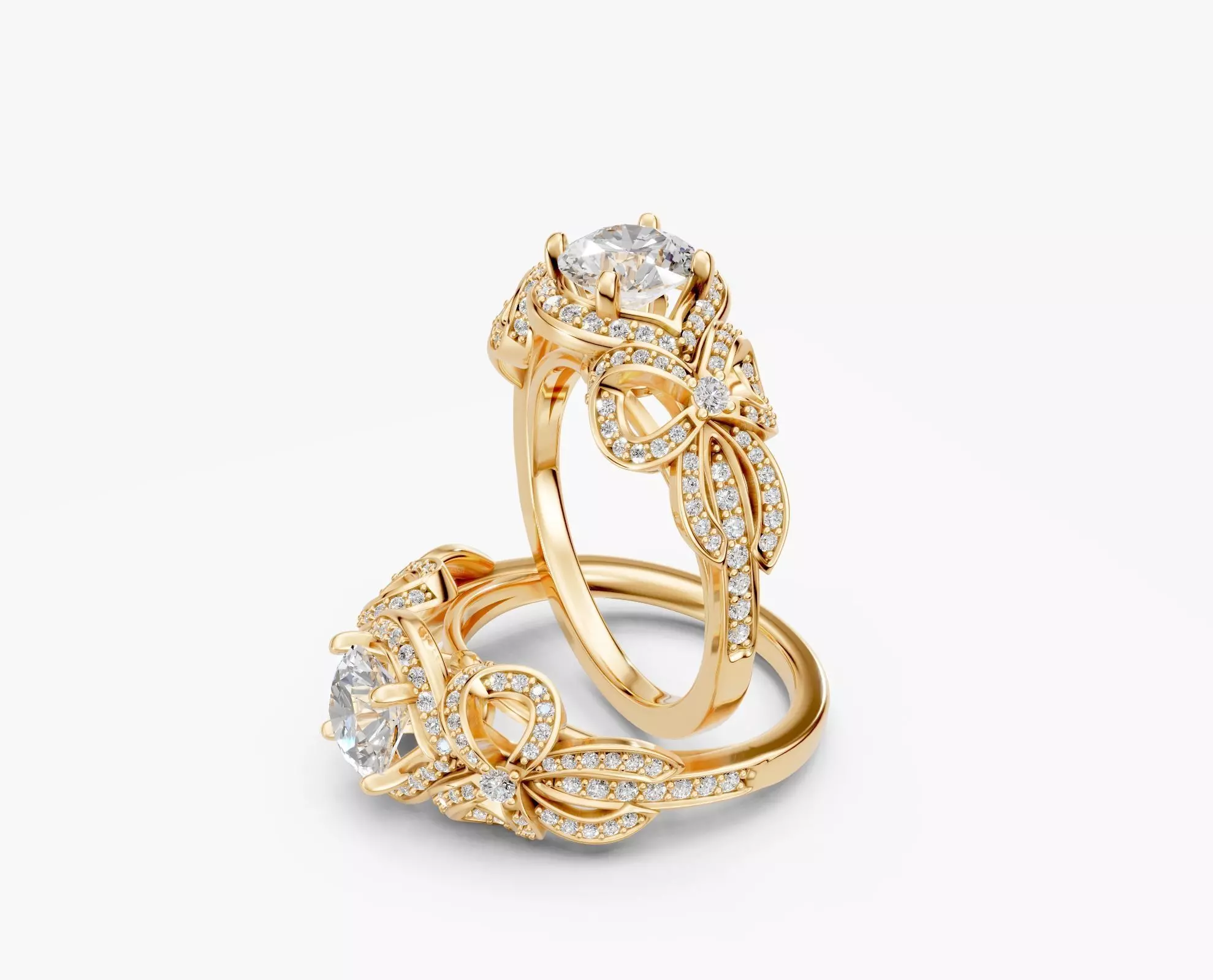 ZJK R027 TIFFANY RIBBON ENGAGEMENT RING 3D print model