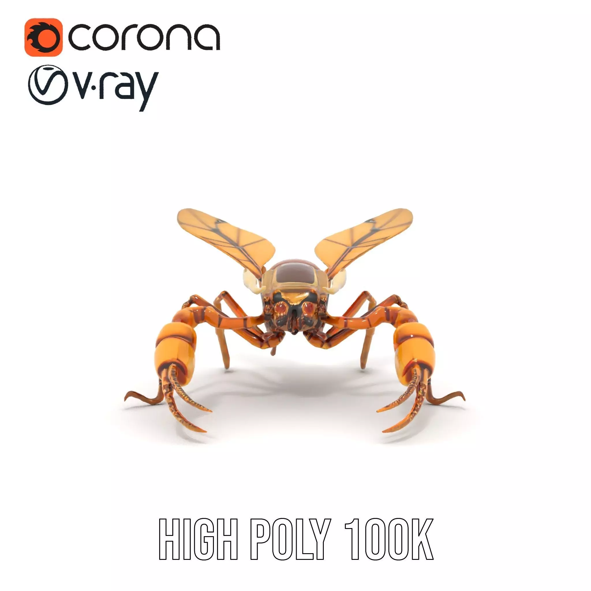 Golden Mechanical Wasp model pack Low-poly 3D model_35