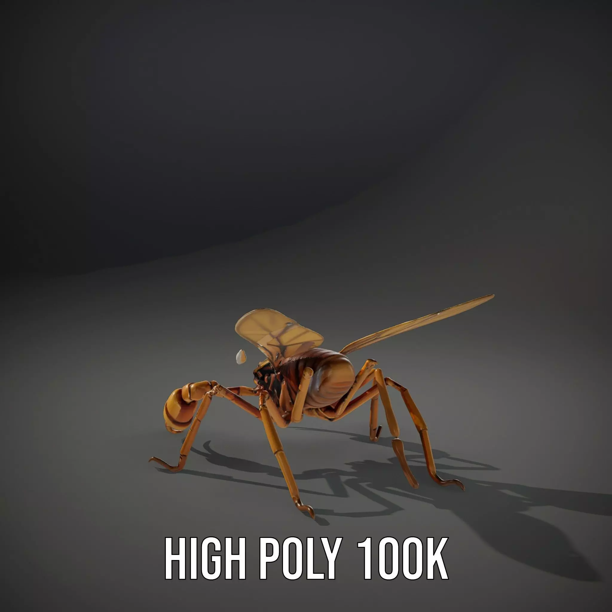 Golden Mechanical Wasp model pack Low-poly 3D model_9