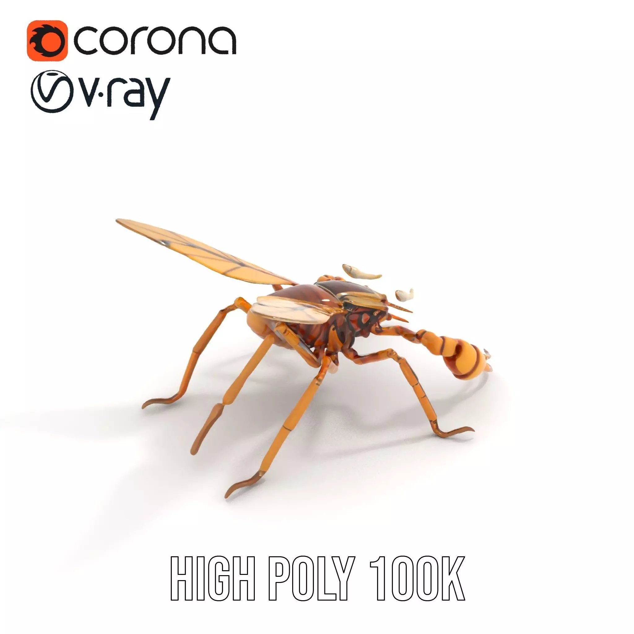 Golden Mechanical Wasp model pack Low-poly 3D model_21