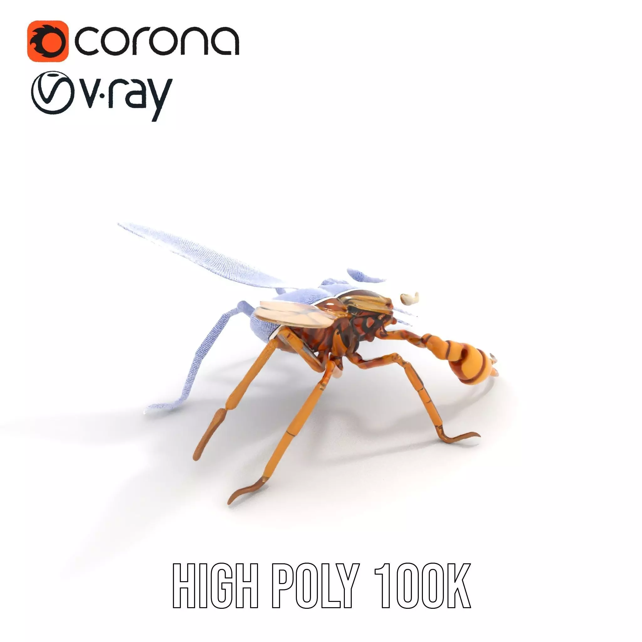 Golden Mechanical Wasp model pack Low-poly 3D model_30