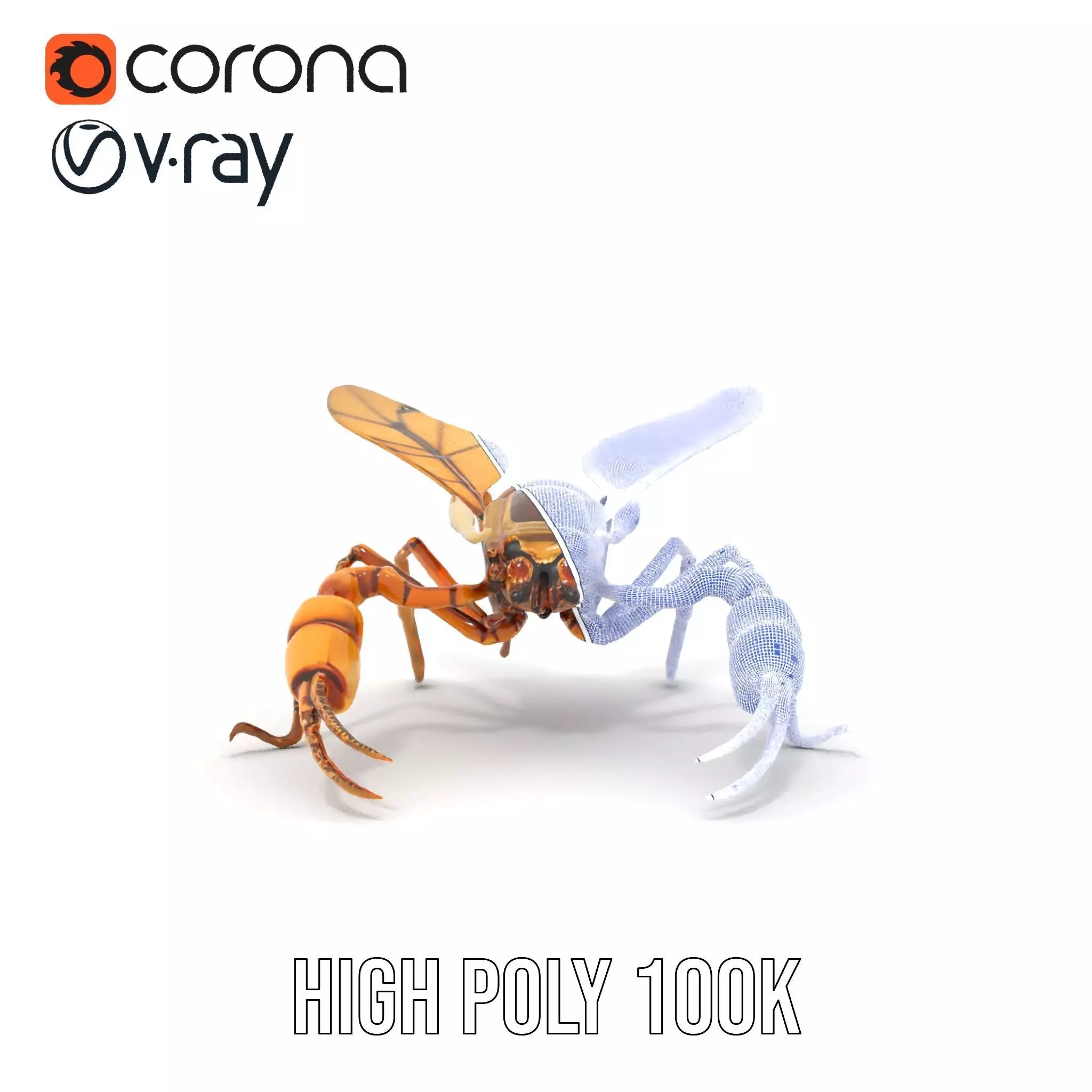 Golden Mechanical Wasp model pack Low-poly 3D model_34