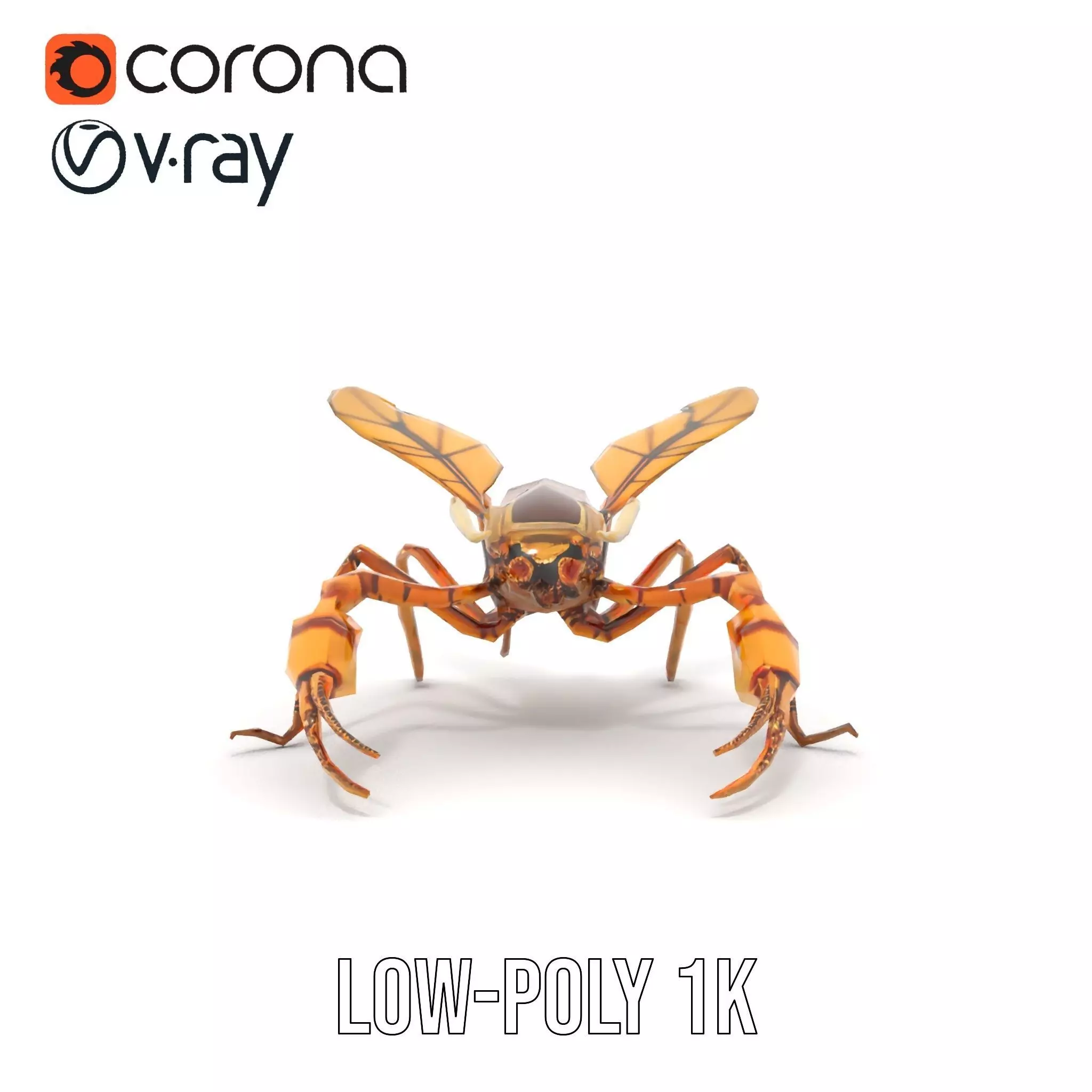 Golden Mechanical Wasp model pack Low-poly 3D model_20