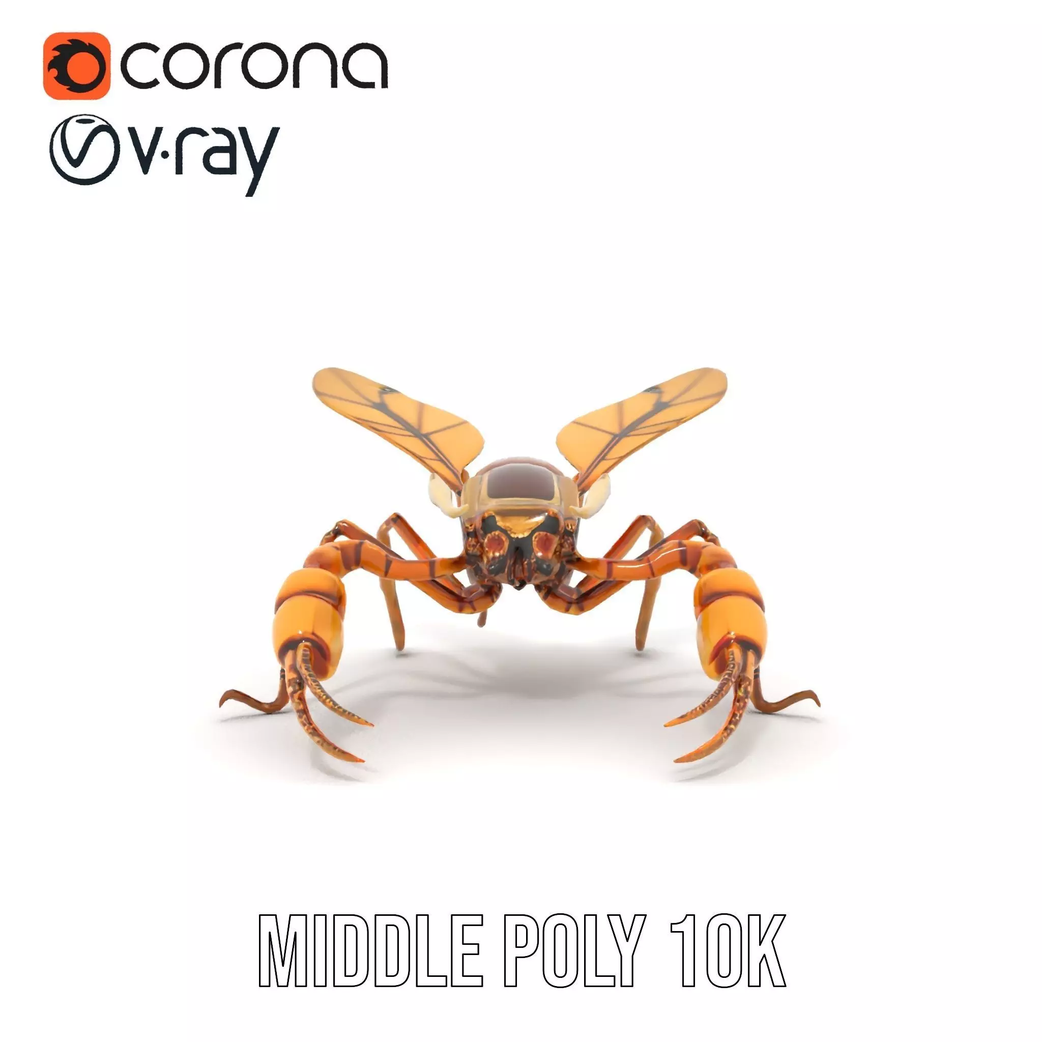 Golden Mechanical Wasp model pack Low-poly 3D model_16