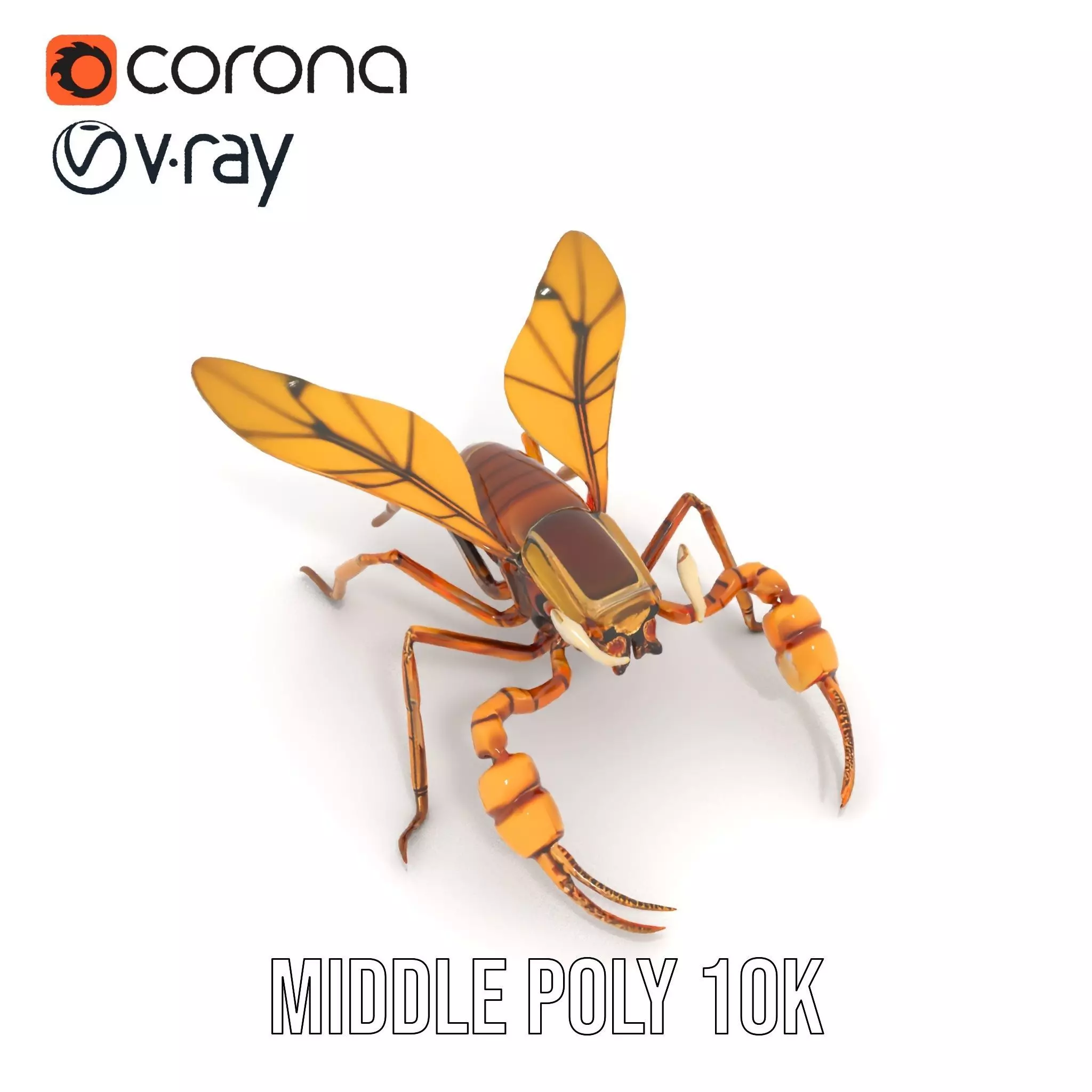 Golden Mechanical Wasp model pack Low-poly 3D model_6
