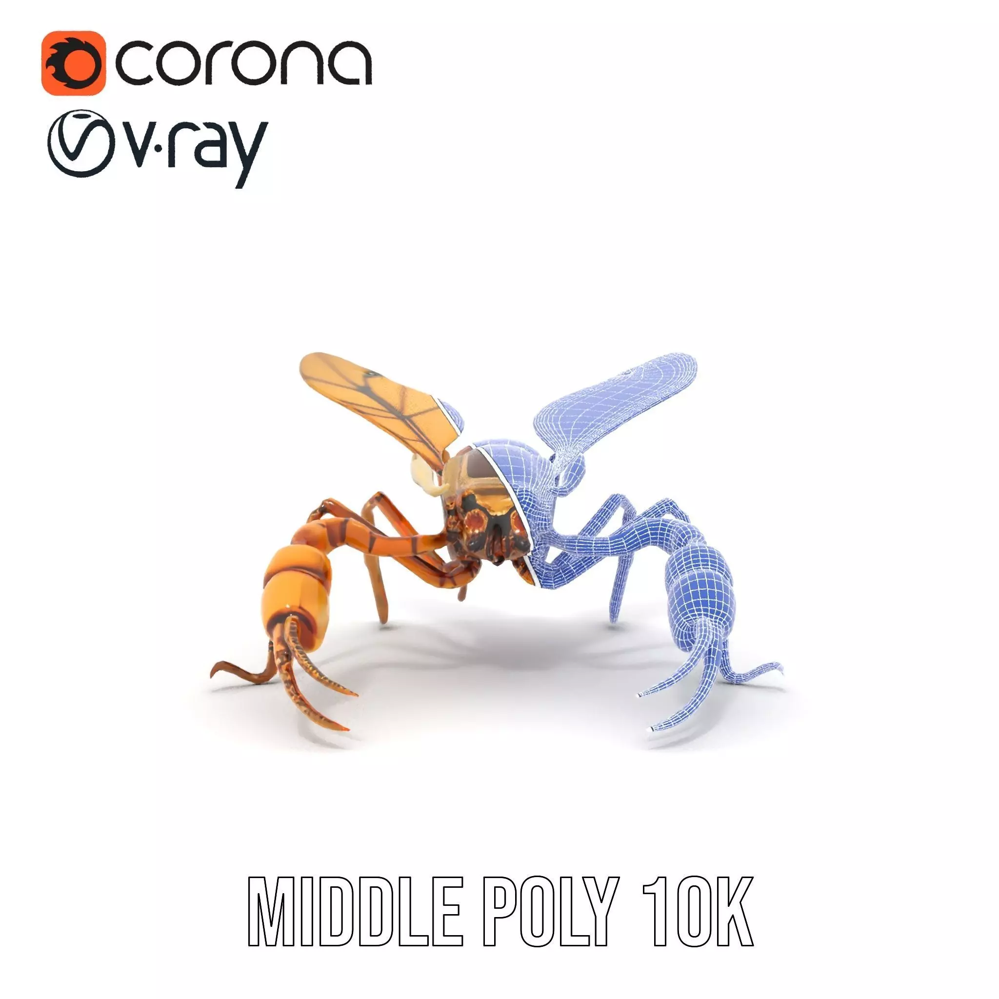 Golden Mechanical Wasp model pack Low-poly 3D model_31