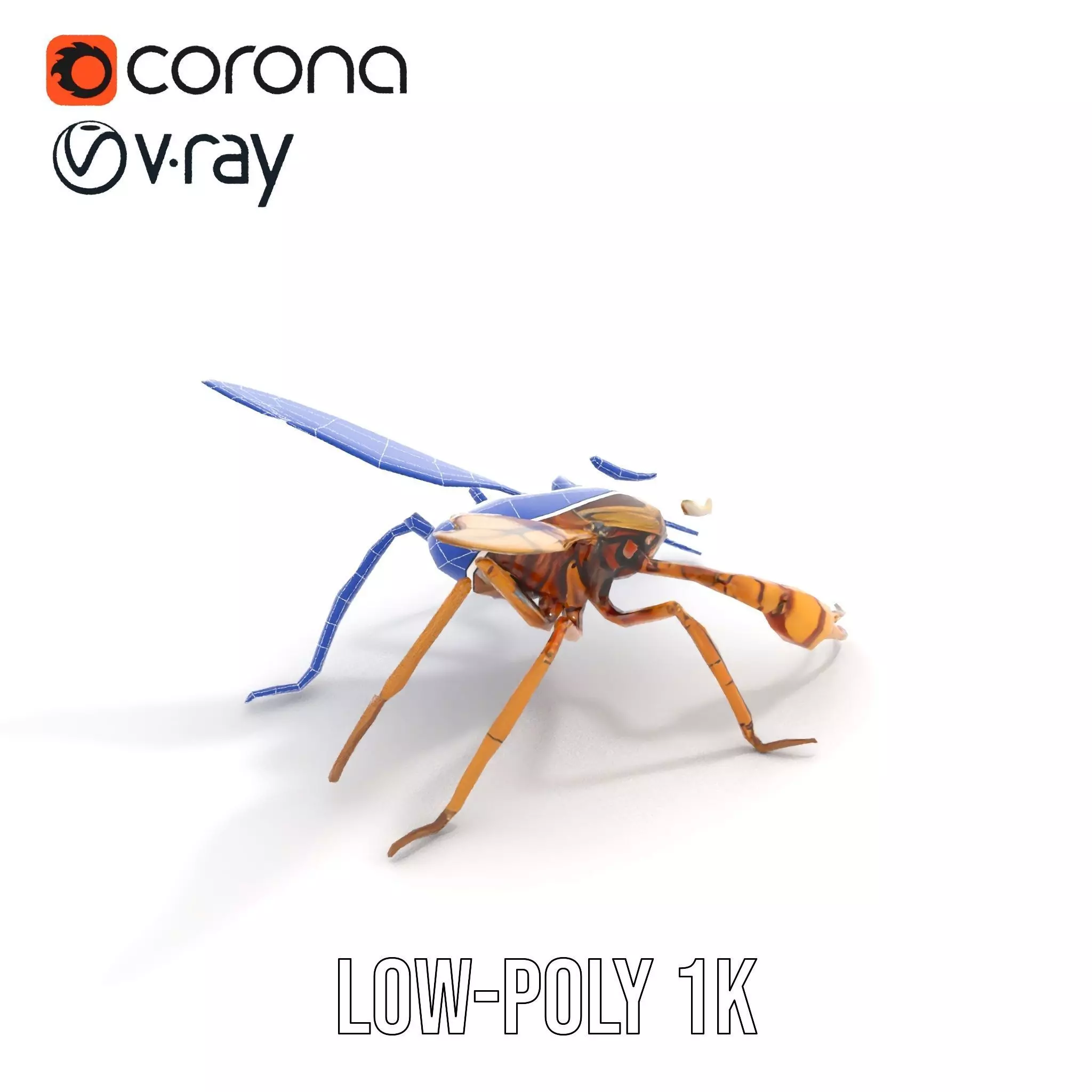 Golden Mechanical Wasp model pack Low-poly 3D model_29