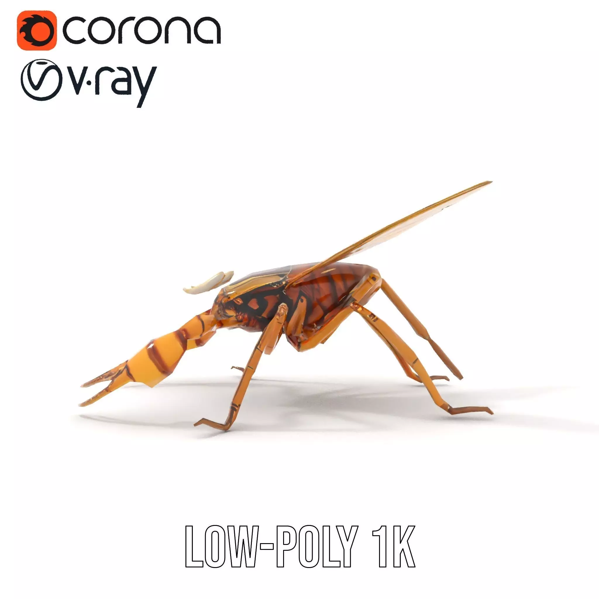 Golden Mechanical Wasp model pack Low-poly 3D model_15